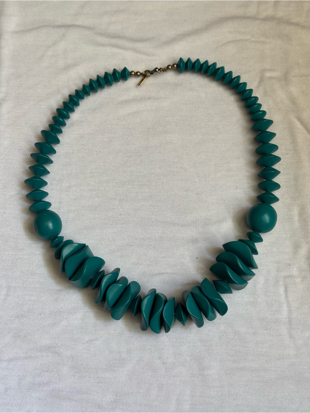 KARLA JORDAN Vintage Painted Teal Wood Necklace